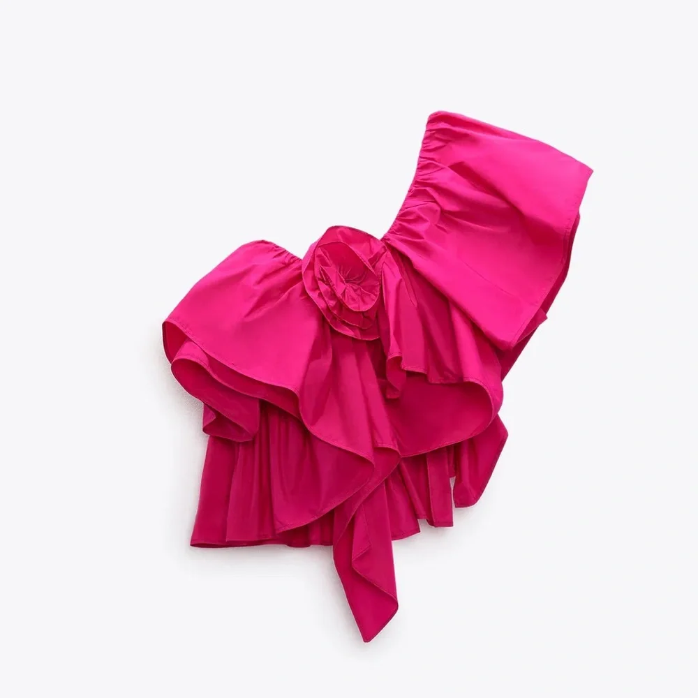 Zara fuchsia ruffle rose top